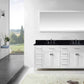 Virtu USA Caroline Parkway 78 Double Bathroom Vanity Set in White w/ Black Galaxy Granite Counter-Top | Square Basin