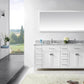 Virtu USA Caroline Parkway 78 Double Bathroom Vanity Set in White w/ Italian Carrara White Marble Counter-Top |Ê Round Basin