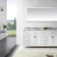 Virtu USA Caroline Parkway 78" Double Bathroom Vanity Cabinet Set in White w/ Italian Carrara White Marble Counter-Top