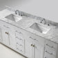 Virtu USA Caroline Parkway 78 Double Bathroom Vanity Set in White w/ Italian Carrara White Marble Counter-Top | Square Basin