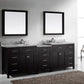 Virtu 93" Double Bathroom Vanity Cabinet Set in Espresso w/ Italian Carrara White Marble Counter-Top