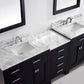 Virtu USA Caroline Parkway 93 Double Bathroom Vanity Set in Espresso w/ Italian Carrara White Marble Counter-Top | Square Basin