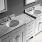 Virtu USA Caroline Parkway 93 Double Bathroom Vanity Set in White w/ Italian Carrara White Marble Counter-Top |Ê Round Basin