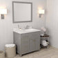 freestanding bathroom vanity with mirror and faucet