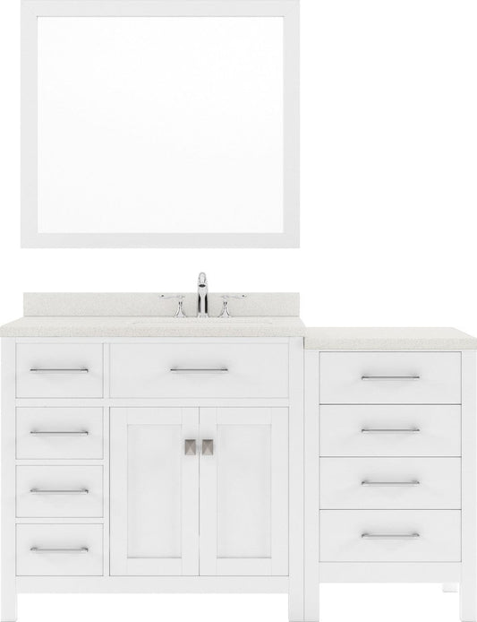 Virtu USA Vanities Virtu USA Caroline Parkway Contemporary White 57" Single Square Sink Vanity Set with White Top, Left Offset