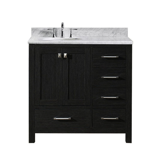 Virtu USA Caroline Premium 36" Single Bathroom Vanity Set in Zebra Grey - No Mirror