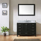 Virtu USA Caroline Premium 48 Single Bathroom Vanity Set in Zebra Grey w/ Italian Carrara White Marble Counter-Top | Round Basin