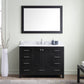 Virtu USA Caroline Premium 48 Single Bathroom Vanity Set in Zebra Grey w/ Italian Carrara White Marble Counter-Top | Square Basin