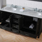 Virtu USA Caroline Premium 72 Double Bathroom Vanity Set in Zebra Grey w/ Italian Carrara White Marble Counter-Top | Round Basin