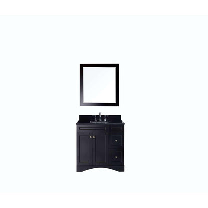 Virtu USA Elise 36" Single Bathroom Vanity Set in Espresso w/ Black Galaxy Granite Counter-Top | Square Basin