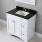 Virtu USA Elise 36 Single Bathroom Vanity Set in White w/ Black Galaxy Granite Counter-Top | Square Basin