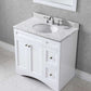 Virtu USA Elise 36 Single Bathroom Vanity Set in White w/ Italian Carrara White Marble Counter-Top | Round Basin