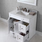 Virtu USA Elise 36 Single Bathroom Vanity Set in White w/ Italian Carrara White Marble Counter-Top | Square Basin