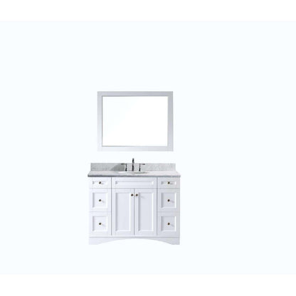 Virtu USA Elise 48" Single Bathroom Vanity Set in White w/ Italian Carrara White Marble Counter-Top | Round Basin