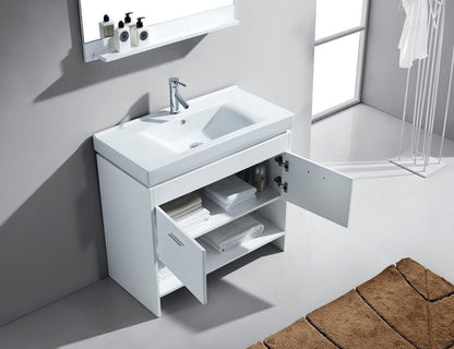 Virtu USA Gloria 35 Single Bathroom Vanity Set in White w/ Ceramic Counter-Top