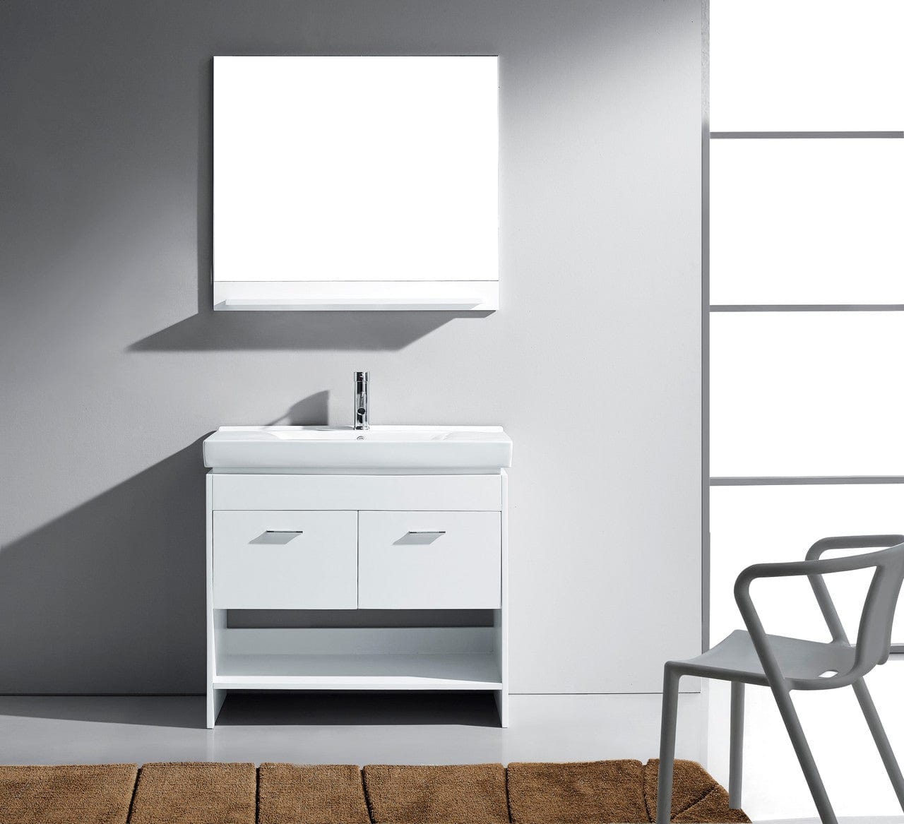 Virtu USA Gloria 35 Single Bathroom Vanity Set in White w/ Ceramic Counter-Top