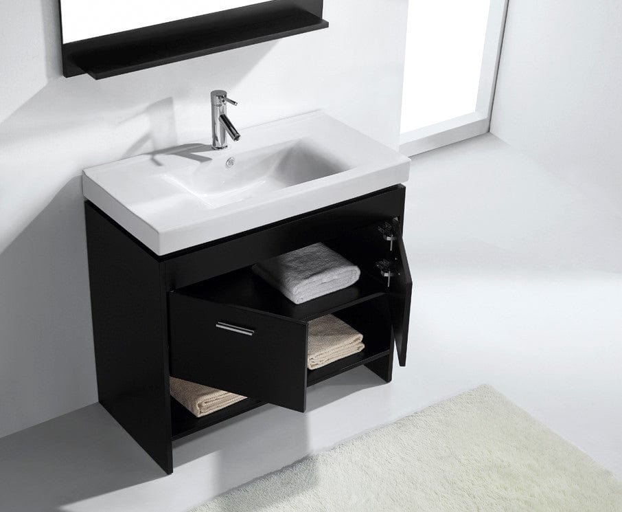 Virtu USA Gloria 36 Single Bathroom Vanity Set in Espresso w/ Ceramic Counter-Top