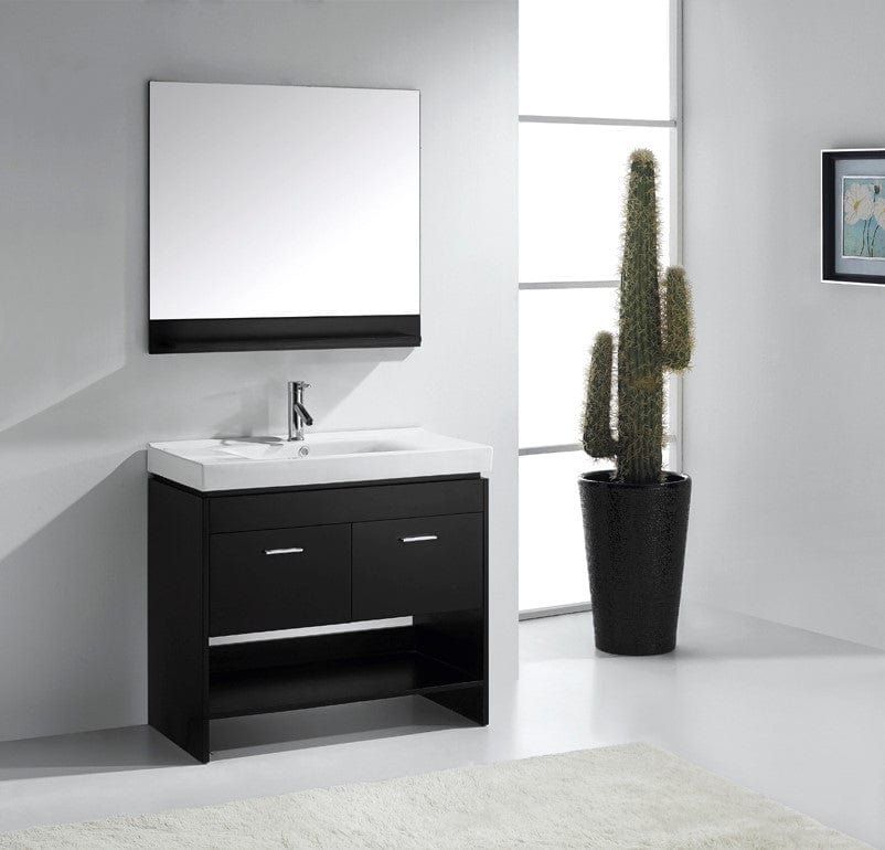 Virtu USA Gloria 36 Single Bathroom Vanity Set in Espresso w/ Ceramic Counter-Top