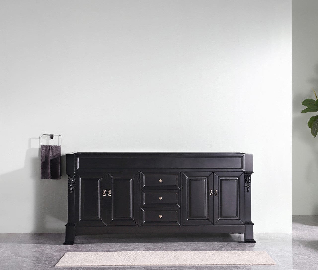 Virtu USA Huntshire 72 Double Bathroom Vanity Cabinet in Dark Walnut
