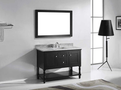 Virtu USA Julianna 48 Single Bathroom Vanity Set in Espresso w/ Italian Carrara White Marble Counter-Top | Square Basin