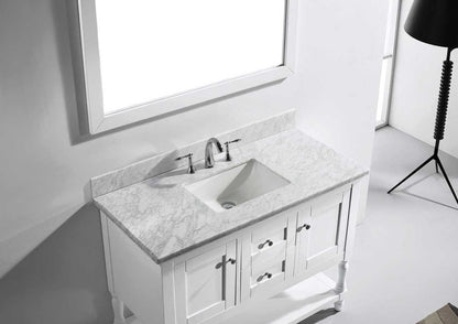 Virtu USA Julianna 48 Single Bathroom Vanity Set in White w/ Italian Carrara White Marble Counter-Top | Square Basin