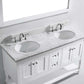 Virtu USA Julianna 60 Double Bathroom Vanity Set in White w/ Italian Carrara White Marble Counter-Top | Round Basin