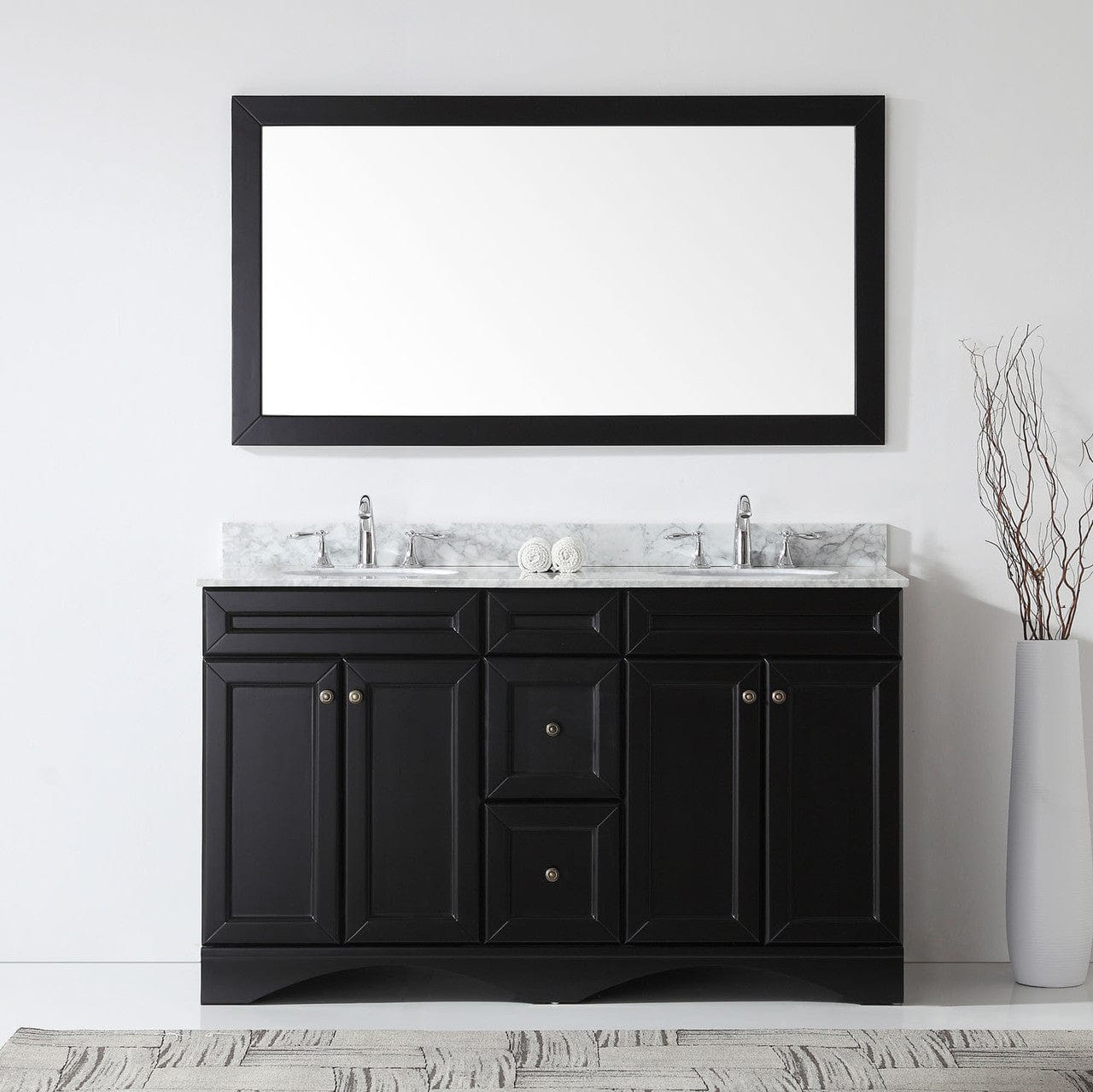 Virtu USA Talisa 60 Double Round Sink Espresso Top Vanity in Espresso w/ Mirror