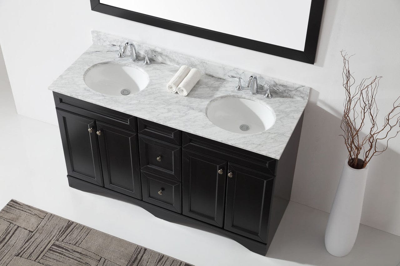 Virtu USA Talisa 60 Double Round Sink Espresso Top Vanity in Espresso w/ Mirror