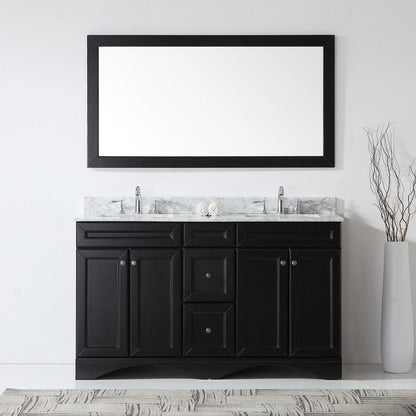 Virtu USA Talisa 60 Double Square Sink Espresso Top Vanity in Espresso w/ Mirror