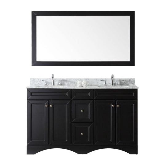 Virtu USA Talisa 60" Double Square Sink Espresso Top Vanity in Espresso with Mirror