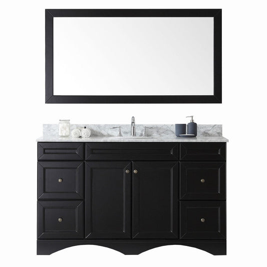 Virtu USA Talisa 60" Single Round Sink Espresso Top Vanity in Espresso w/ Mirror