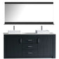 Virtu USA Tavian 72" Double Bathroom Vanity Set in Grey w/ White Stone Counter-Top | Square Basin
