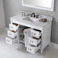 Virtu USA Tiffany 48 Single Bathroom Vanity Set in White w/ Italian Carrara White Marble Counter-Top | Square Basin