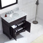 Virtu USA Victoria 36 Single Bathroom Vanity Set in Espresso w/ Italian Carrara White Marble Counter-Top | Round Basin