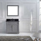 Virtu USA Victoria 36 Single Bathroom Vanity Set in Grey w/ Black Galaxy Granite Counter-Top | Square Basin
