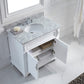 Virtu USA Victoria 36 Single Bathroom Vanity Set in White w/ Italian Carrara White Marble Counter-Top | Round Basin