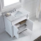 Virtu USA Victoria 36 Single Bathroom Vanity Set in White w/ Italian Carrara White Marble Counter-Top | Square Basin