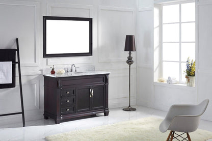 Virtu USA Victoria 48 Single Bathroom Vanity Set in Espresso w/ Italian Carrara White Marble Counter-Top | Round Basin