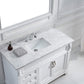 Virtu USA Victoria 48 Single Bathroom Vanity Set in White w/ Italian Carrara White Marble Counter-Top | Square Basin