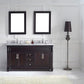 Virtu USA Victoria 60" Double Bathroom Vanity Cabinet Set in Espresso w/ Italian Carrara White Marble Counter-Top, Round Basin