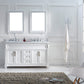 Virtu USA Victoria 60 Double Bathroom Vanity Set in White w/ Italian Carrara White Marble Counter-Top | Square Basin