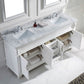 Virtu USA Victoria 72 Double Bathroom Vanity Set in White w/ Italian Carrara White Marble Counter-Top | Square Basin
