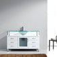 Virtu USA Vincente 55" Single Bathroom Vanity Cabinet in White w/ Frosted Tempered Glass Counter-Top