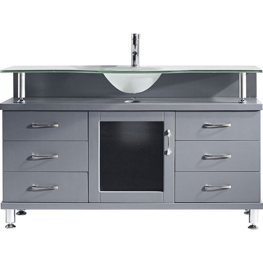 Virtu USA Vincente 55" Single Bathroom Vanity Set in Grey