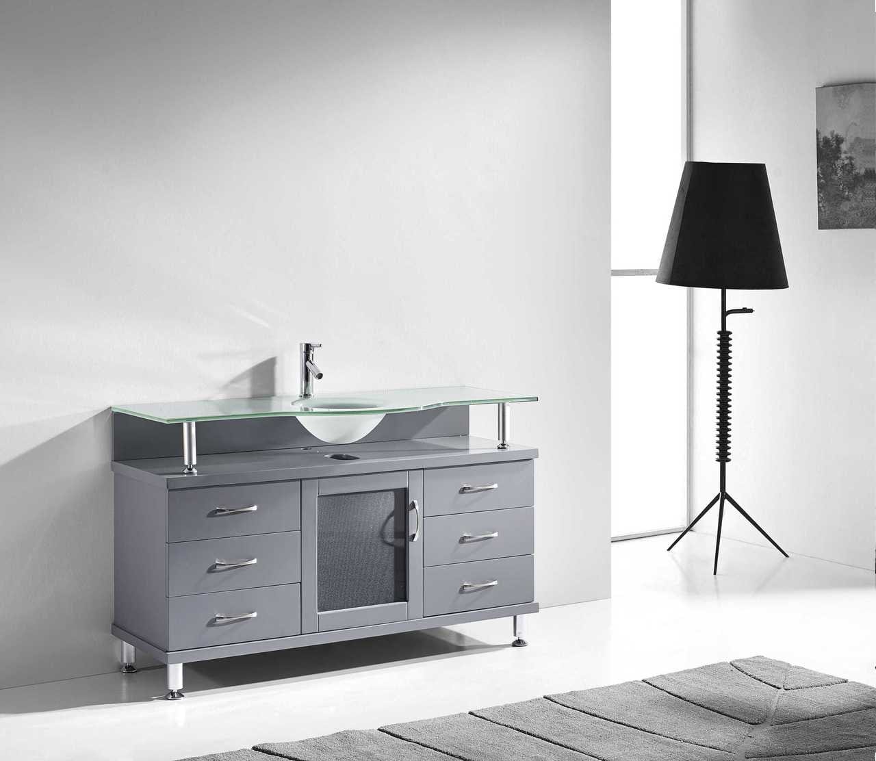 Virtu USA Vincente 55 Single Bathroom Vanity Set in Grey