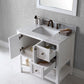 Virtu USA Winterfell 36 Single Bathroom Vanity Set in White w/ Italian Carrara White Marble Counter-Top | Square Basin