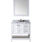 Virtu USA Winterfell 36" Single Bathroom Vanity Set in White w/ Italian Carrara White Marble Counter-Top | Square Basin