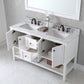 Virtu USA Winterfell 60 Double Bathroom Vanity Set in White w/ Italian Carrara White Marble Counter-Top | Square Basin