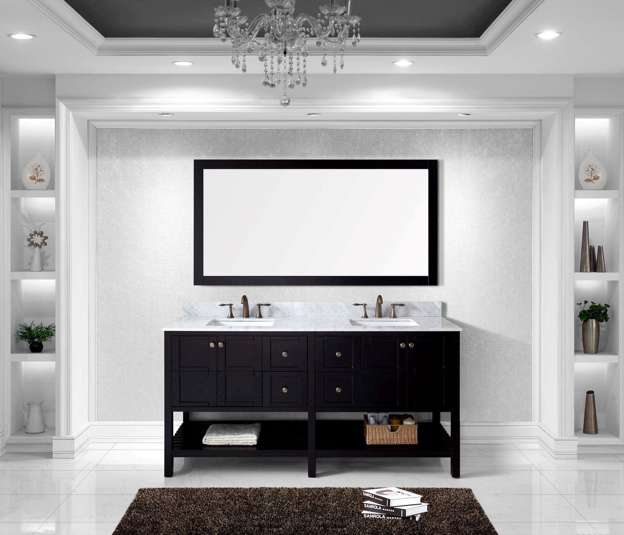 Virtu USA Winterfell 72" Double Bathroom Vanity Cabinet Set in Espresso