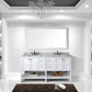 Virtu USA Winterfell 72 Double Bathroom Vanity Set in White w/ Italian Carrara White Marble Counter-Top | Square Basin